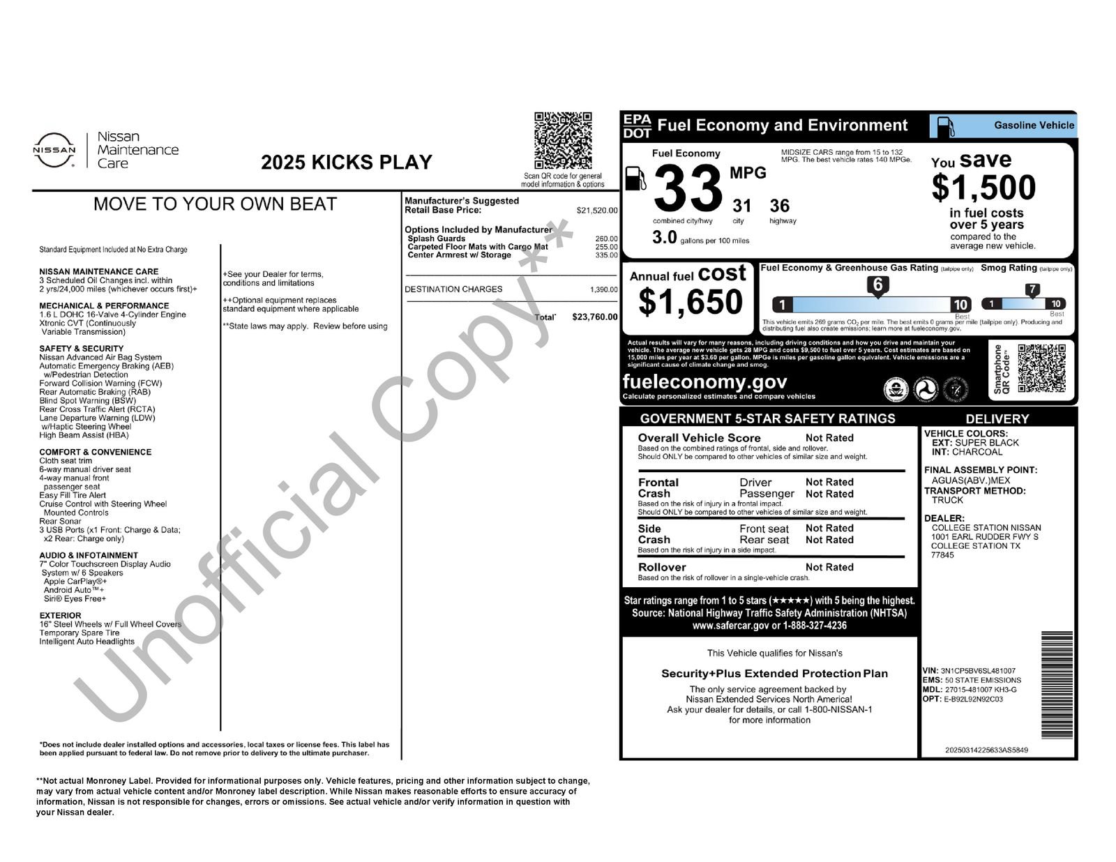 Certified 2025 Nissan Kicks Play S FWD image 29
