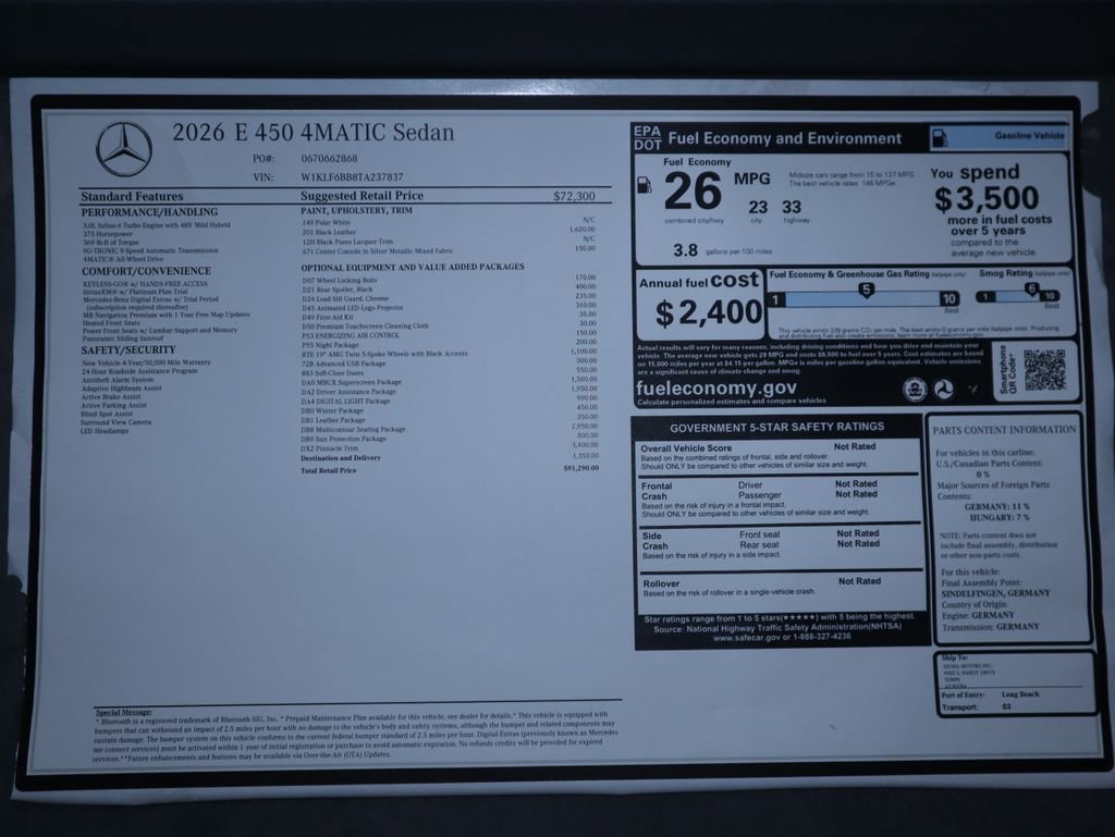 New 2026 Mercedes-Benz E 450 4MATIC Sedan image 9