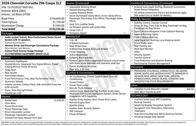New 2026 Chevrolet Corvette Z06 image 5
