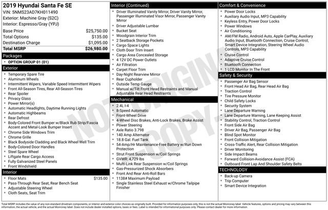 Used 2019 Hyundai Santa Fe SE FWD image 16