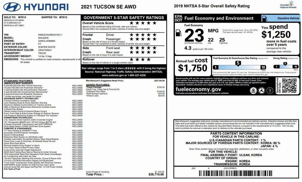 Certified 2021 Hyundai Tucson SE w/ Cargo Package image 41