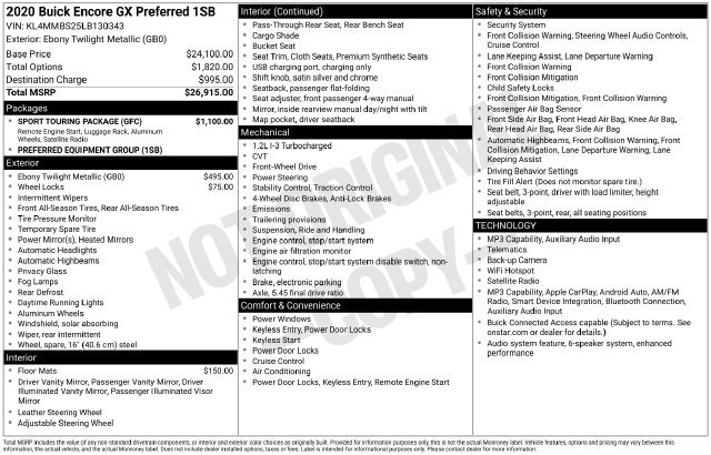 Used 2020 Buick Encore GX Preferred w/ Sport Touring Package FWD image 6