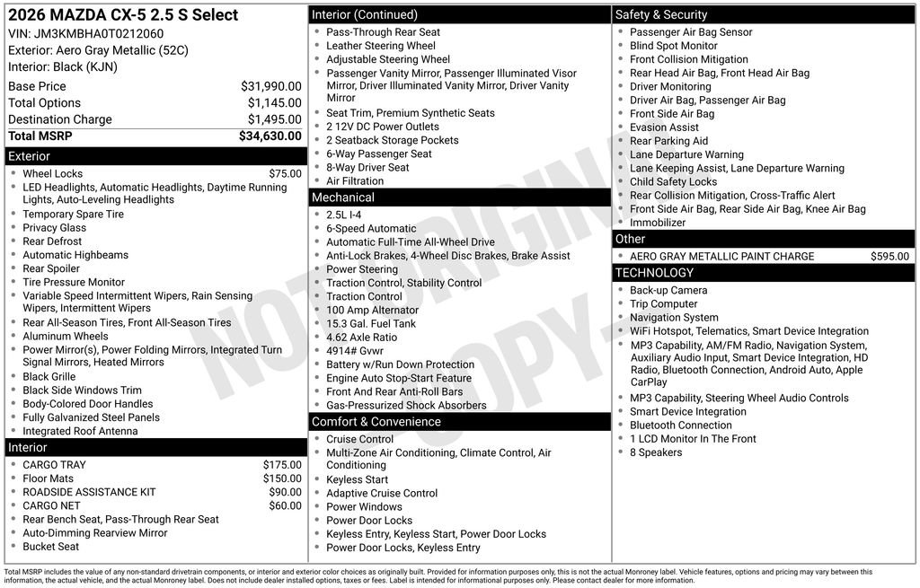 New 2026 MAZDA CX-5 Select AWD/4WD image 34