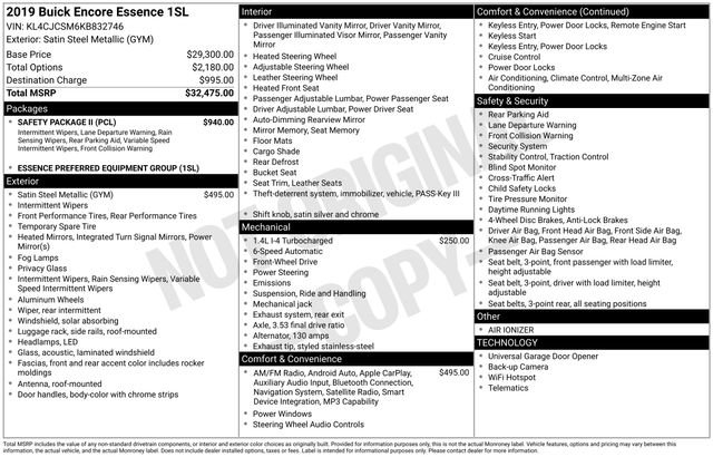 Used 2019 Buick Encore Essence w/ Safety Package II FWD image 6