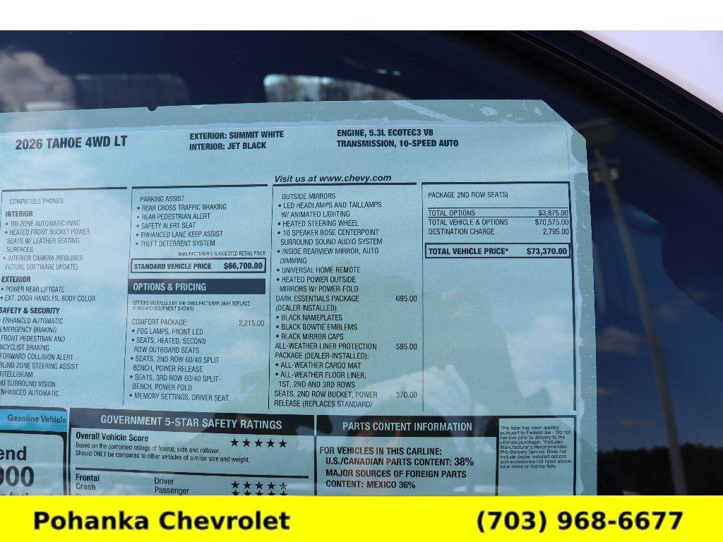New 2026 Chevrolet Tahoe LT w/ Comfort Package image 37