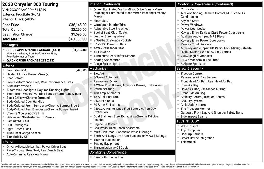 Used 2023 Chrysler 300 Touring w/ Sport Appearance Package image 23