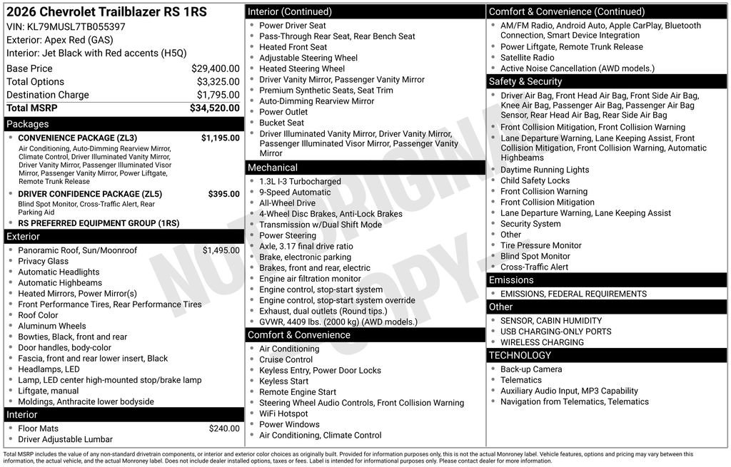 New 2026 Chevrolet TrailBlazer RS w/ Convenience Package image 10