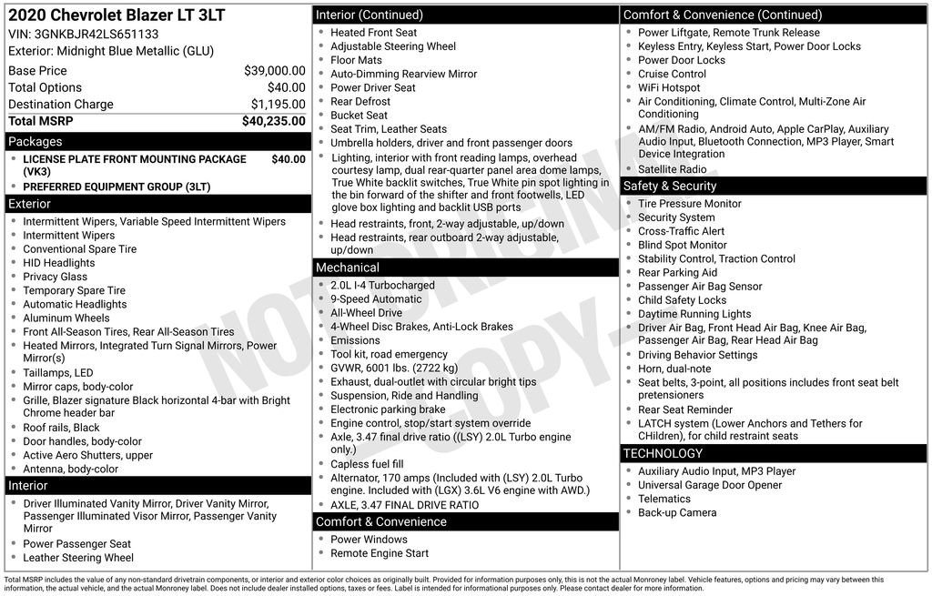 Used 2020 Chevrolet Blazer LT image 56