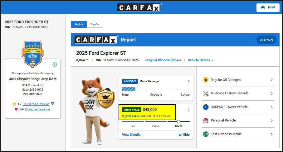 Used 2025 Ford Explorer ST w/ Sun And Sound Package AWD/4WD image 12