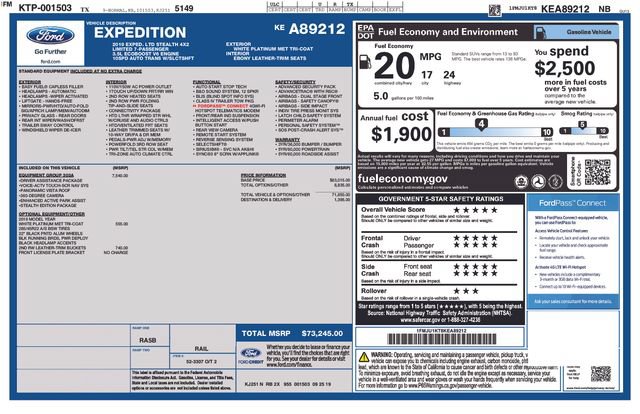 Used 2019 Ford Expedition Limited w/ Equipment Group 303A RWD image 40