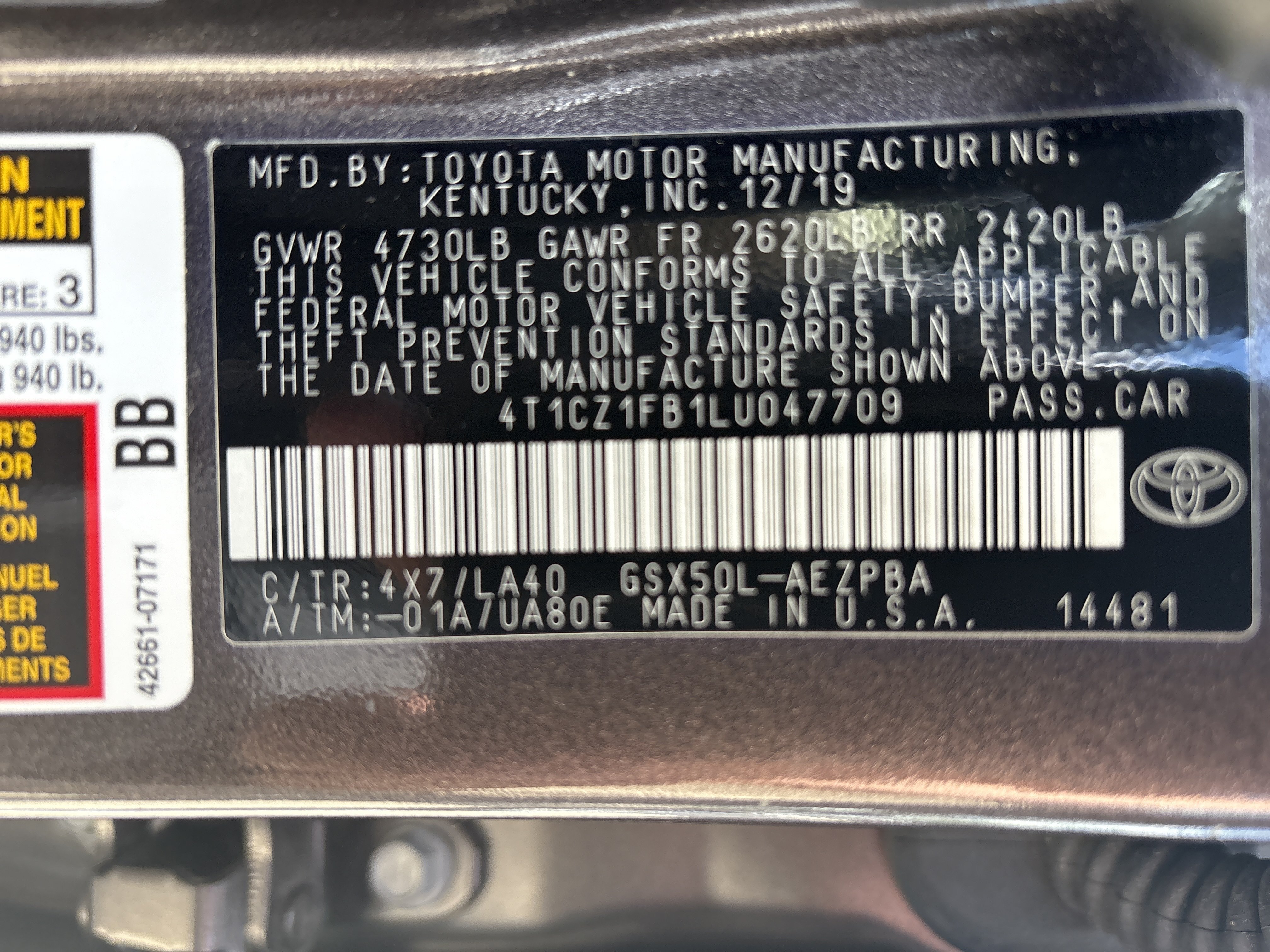 Used 2020 Toyota Avalon Limited w/ Protection Package FWD image 5