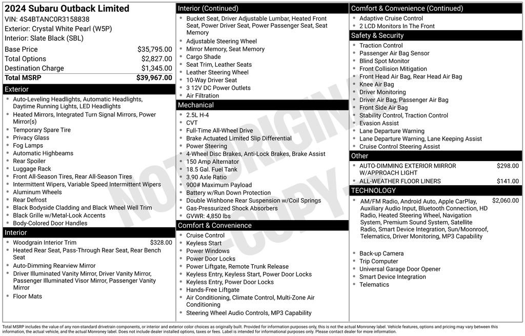 Used 2024 Subaru Outback Limited image 34
