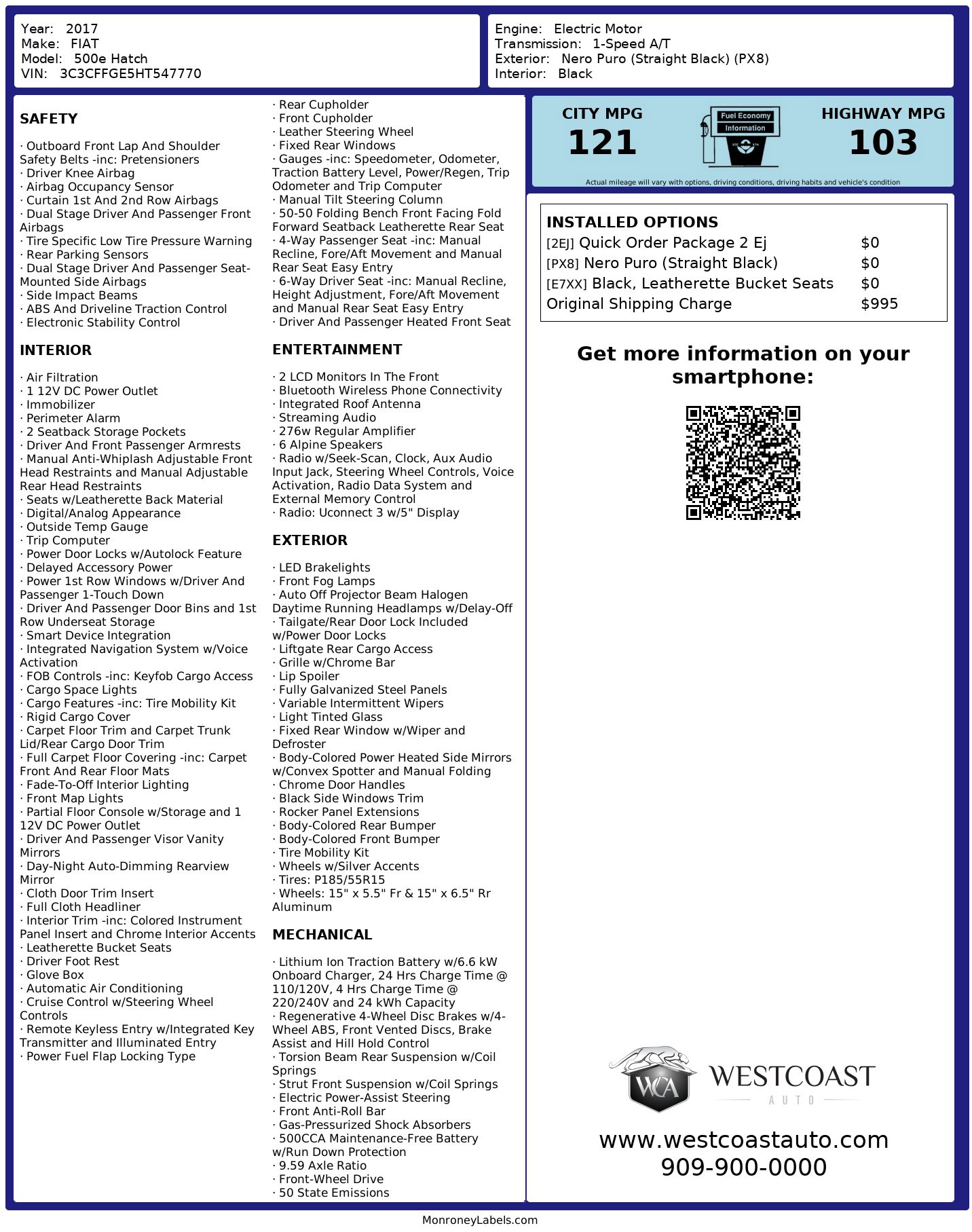 Used 2017 FIAT 500 e image 10