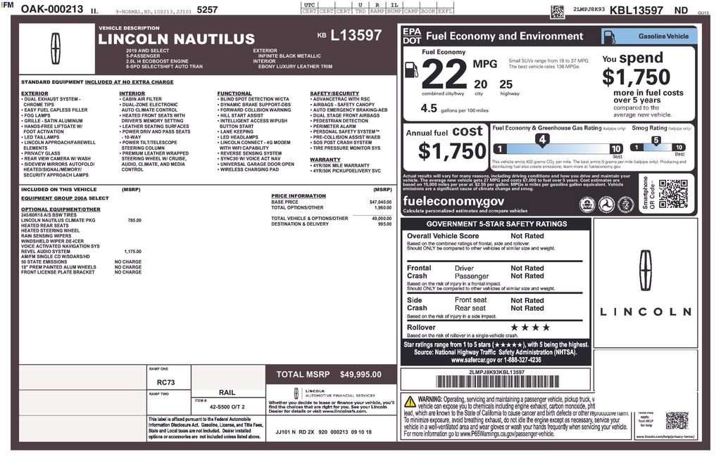 Used 2019 Lincoln Nautilus Select AWD/4WD image 25