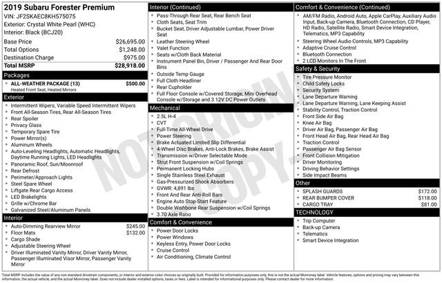 Used 2019 Subaru Forester Premium w/ All-Weather Package AWD/4WD image 10