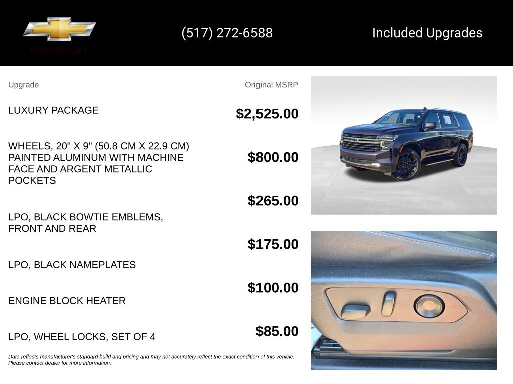 Used 2022 Chevrolet Tahoe LT w/ Luxury Package AWD/4WD image 15