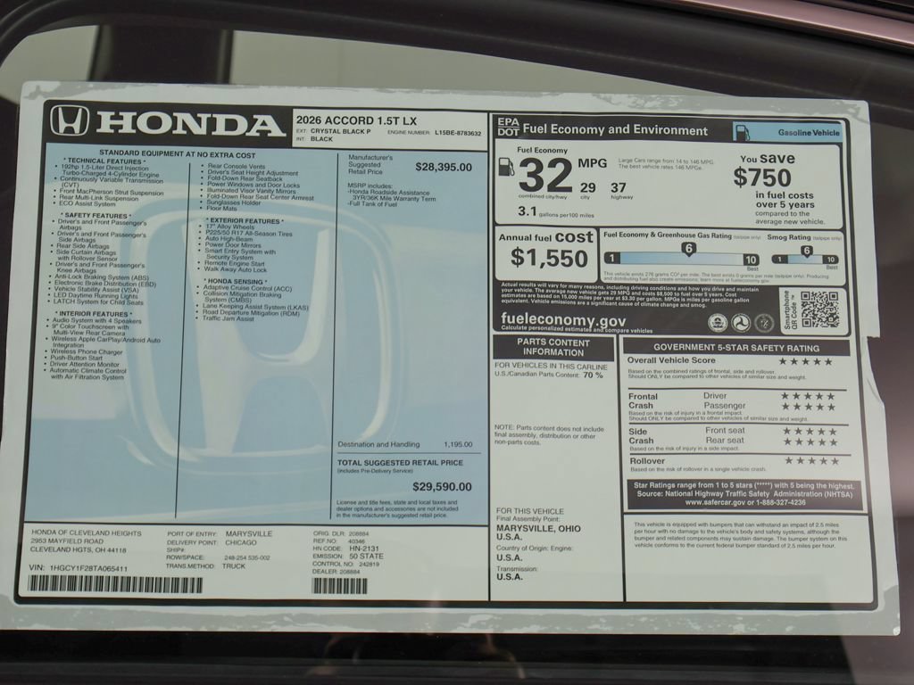 New 2026 Honda Accord LX image 23