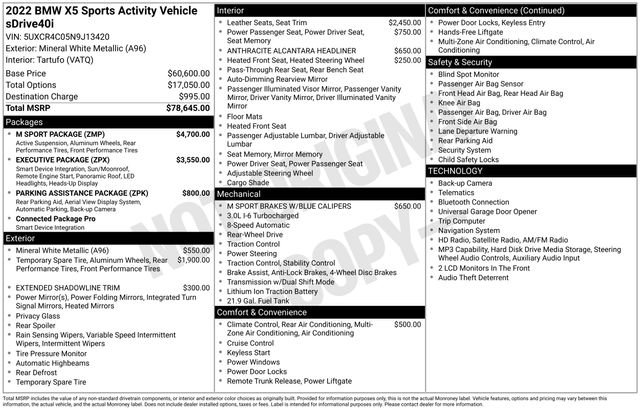 Used 2022 BMW X5 sDrive40i w/ M Sport Package RWD image 11