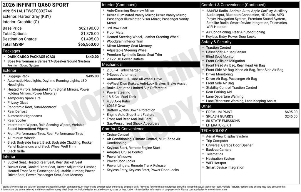 Certified 2026 INFINITI QX60 Sport w/ Dark Cargo Package image 3