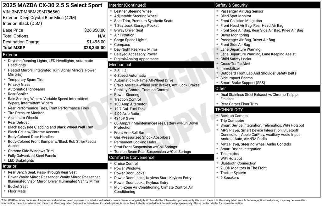Used 2025 MAZDA CX-30 AWD 2.5 S w/ Select Sport Pkg image 2