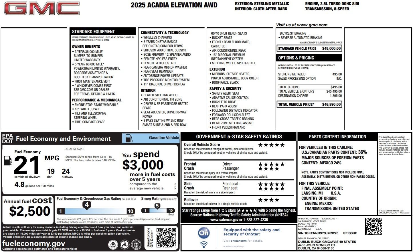 Used 2025 GMC Acadia Elevation image 39