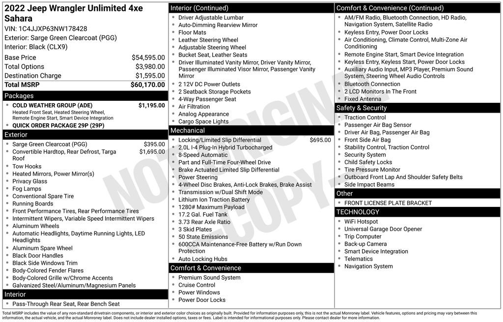 Certified 2022 Jeep Wrangler Unlimited Sahara 4xe w/ Cold Weather Group image 26