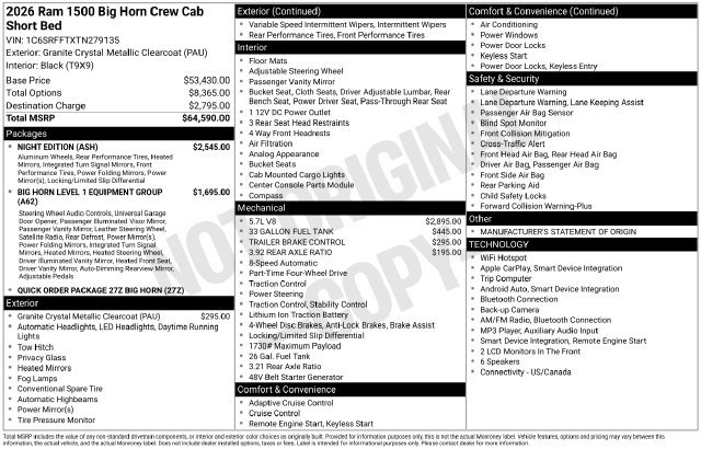 Used 2026 RAM 1500 Big Horn w/ Night Edition AWD/4WD image 9
