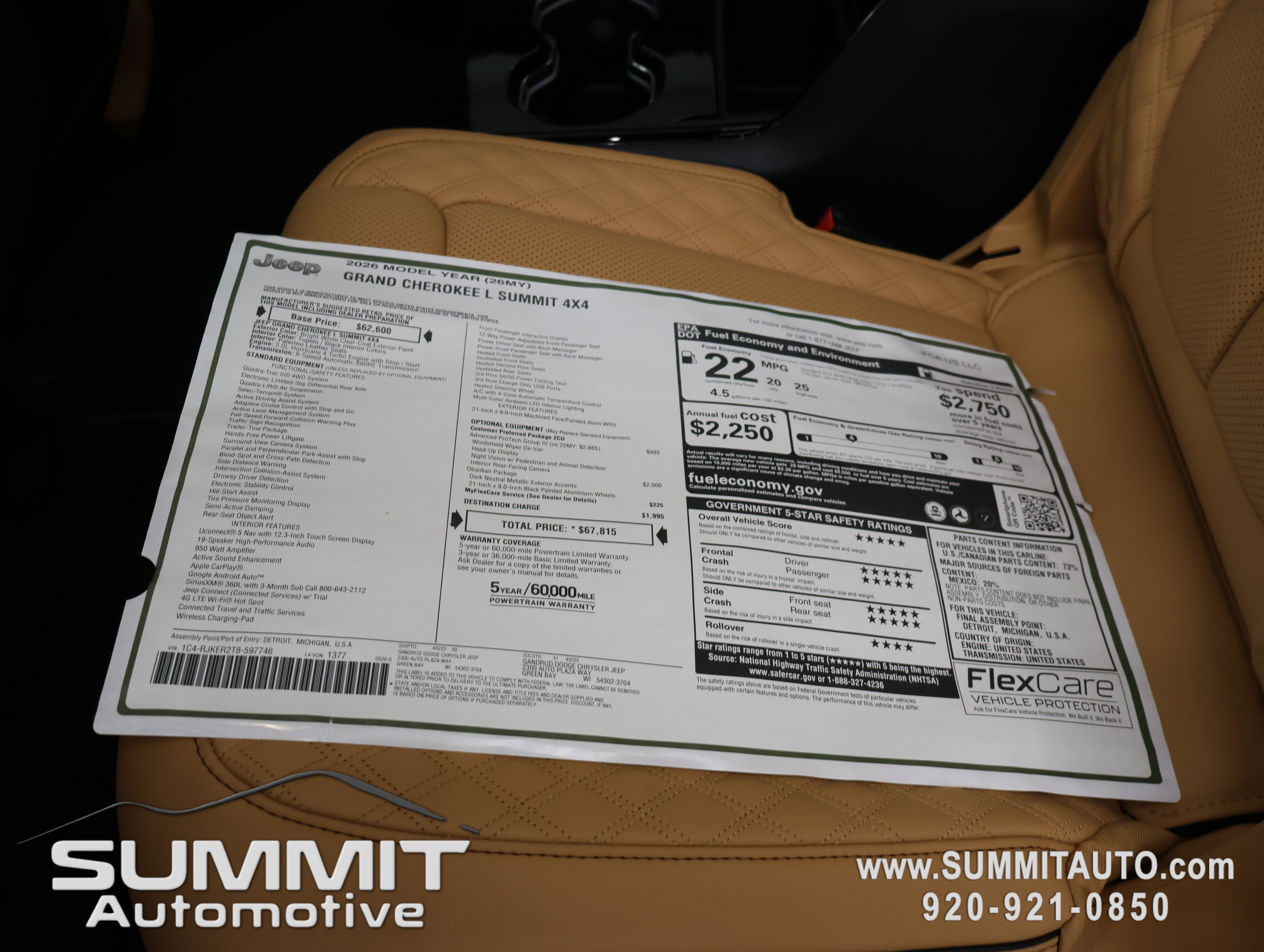 New 2026 Jeep Grand Cherokee L Summit w/ Obsidian Package AWD/4WD image 44
