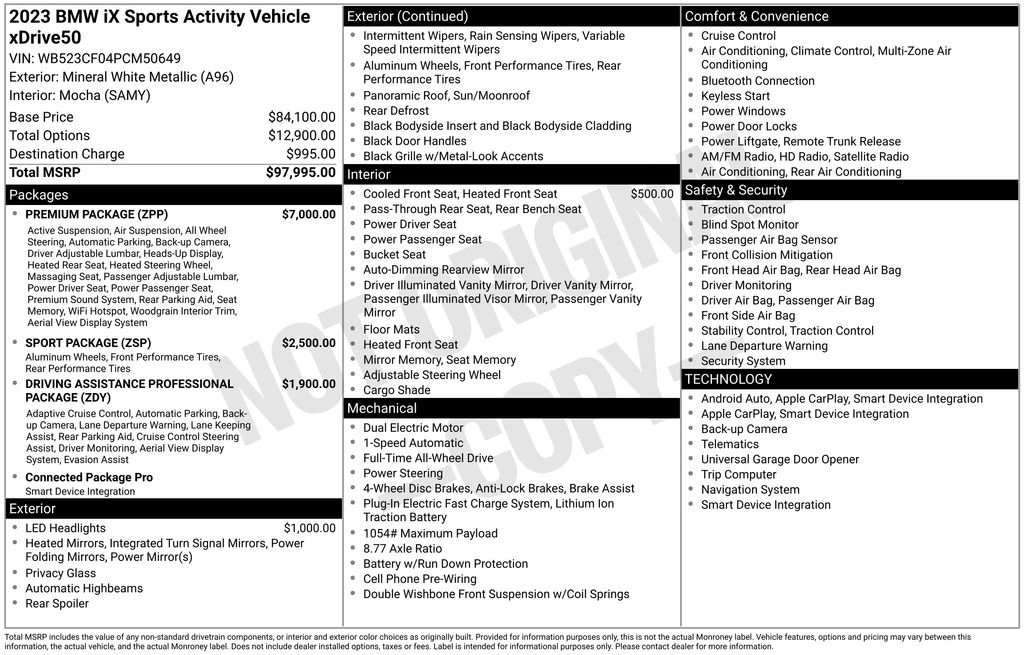 Used 2023 BMW iX xDrive50 w/ Premium Package AWD/4WD image 14