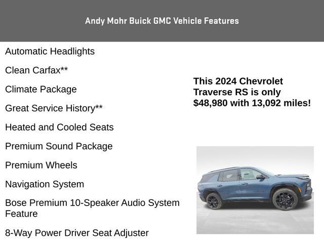 Used 2024 Chevrolet Traverse RS AWD/4WD image 8