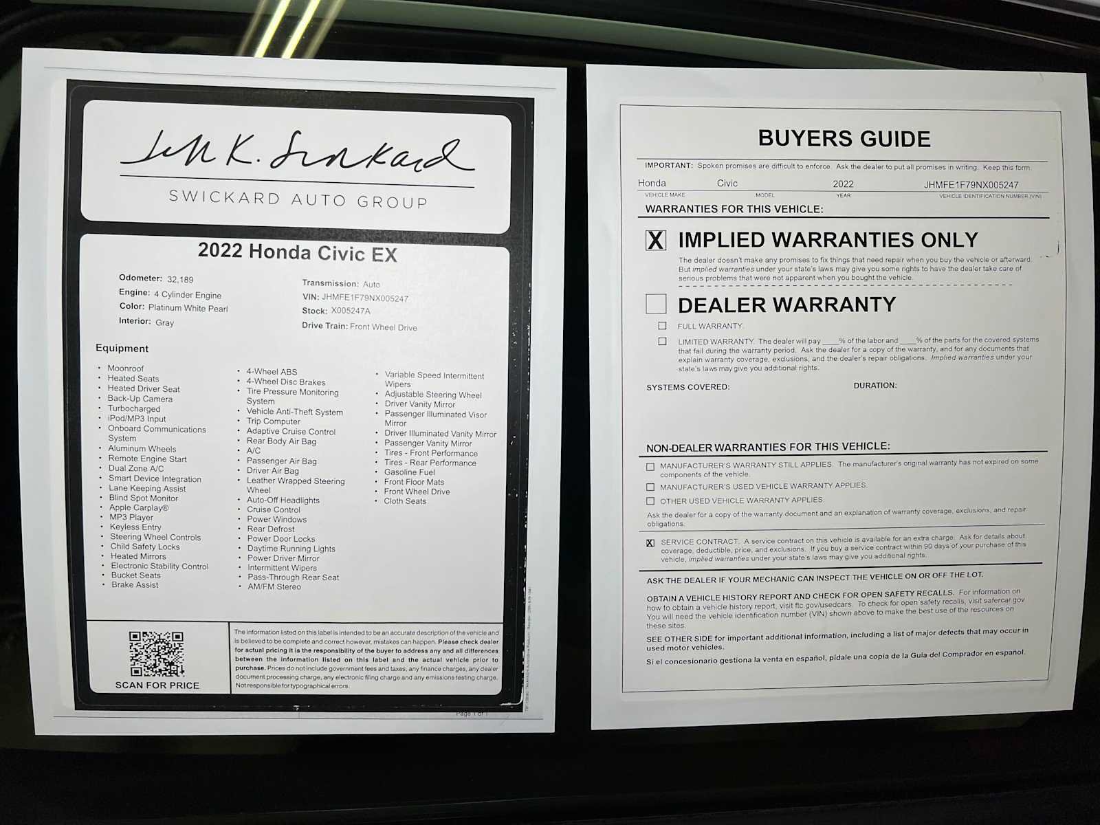 Used 2022 Honda Civic EX image 39