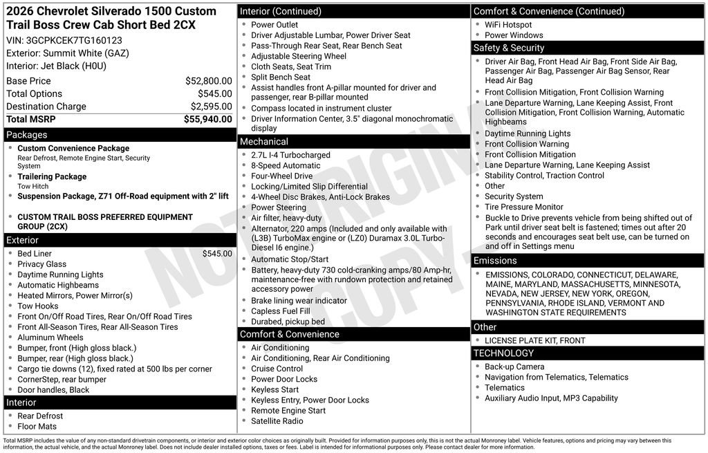 New 2026 Chevrolet Silverado 1500 Custom Trail Boss image 3