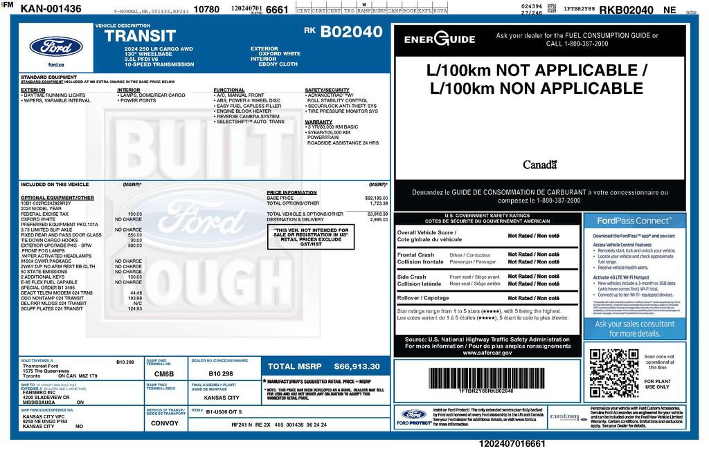 Used 2024 Ford Transit 250 Low Roof AWD w/ Exterior Upgrade Package image 2
