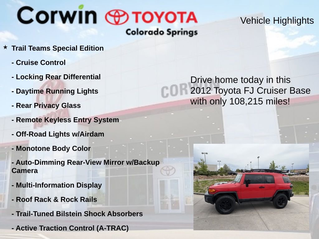 Used 2012 Toyota FJ Cruiser 4WD w/ Trail Teams Special Edition image 6