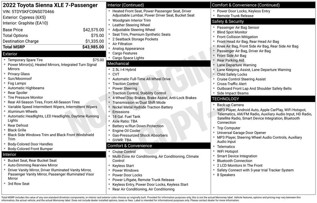 Used 2022 Toyota Sienna XLE AWD/4WD image 11