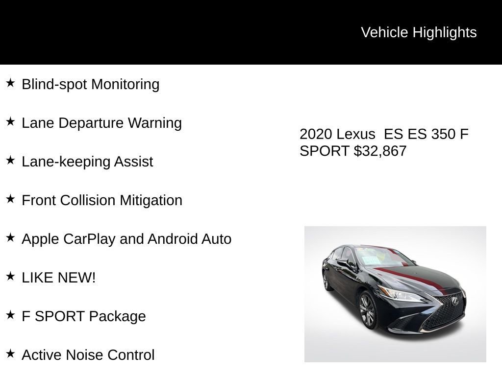 Used 2020 Lexus ES 350 F Sport w/ Accessory Package image 4