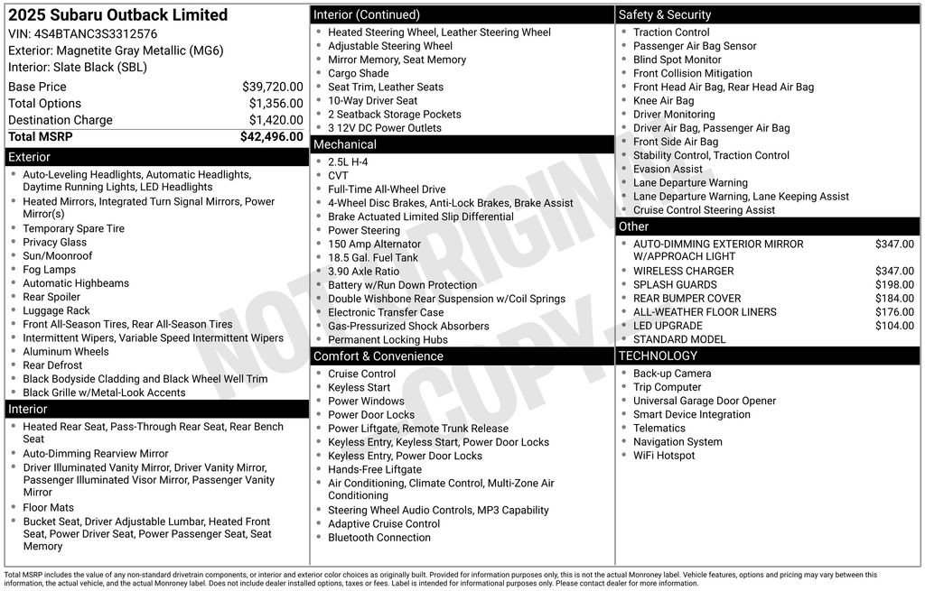 Certified 2025 Subaru Outback Limited AWD/4WD image 43