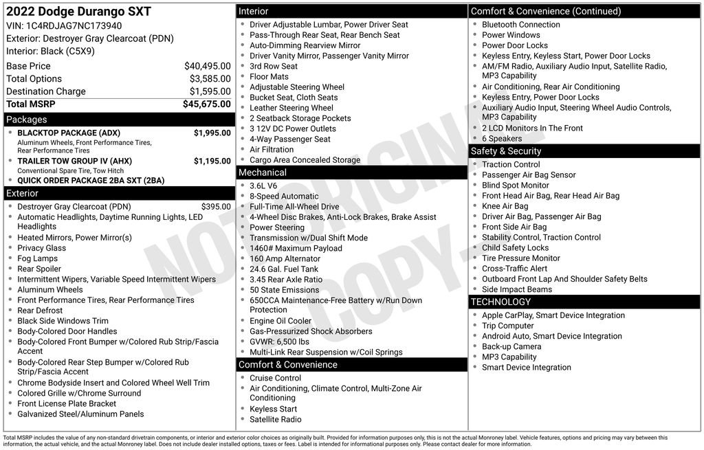 Used 2022 Dodge Durango SXT w/ Blacktop Package image 3