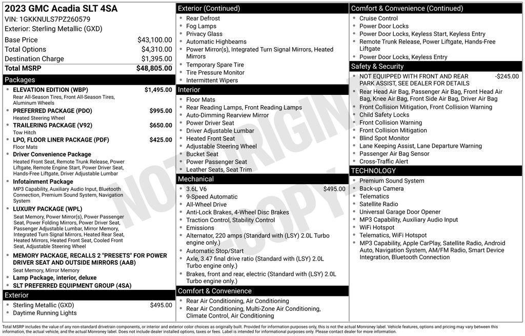 Used 2023 GMC Acadia SLT w/ Elevation Edition AWD/4WD image 3