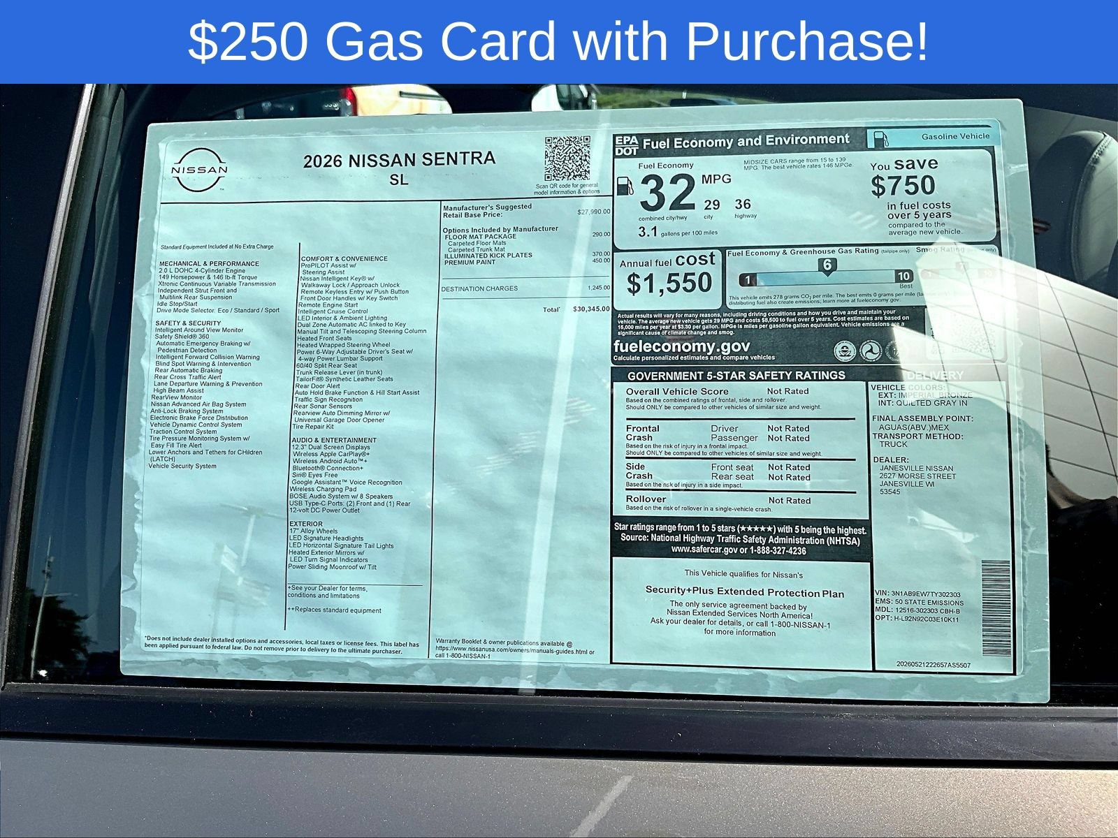 New 2026 Nissan Sentra SL w/ Floor Mat Package FWD image 14