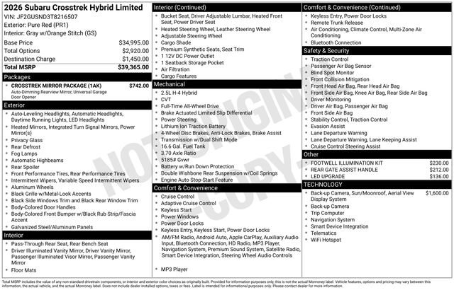 New 2026 Subaru Crosstrek 2.5i Limited w/ Crosstrek Mirror Package image 4