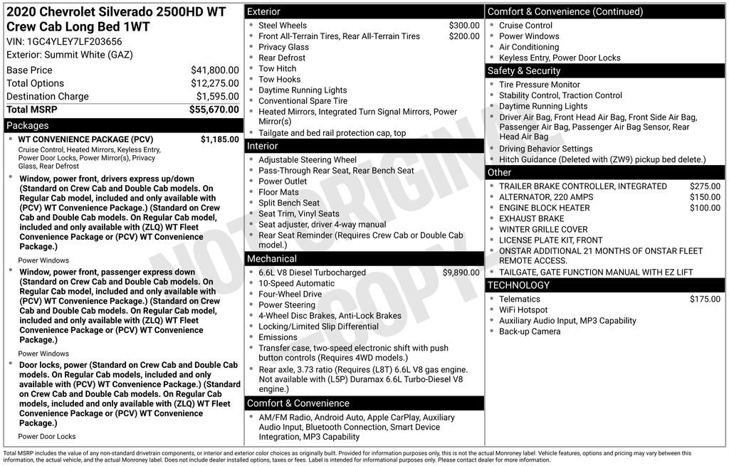 Certified 2020 Chevrolet Silverado 2500 W/T w/ WT Convenience Package AWD/4WD image 4