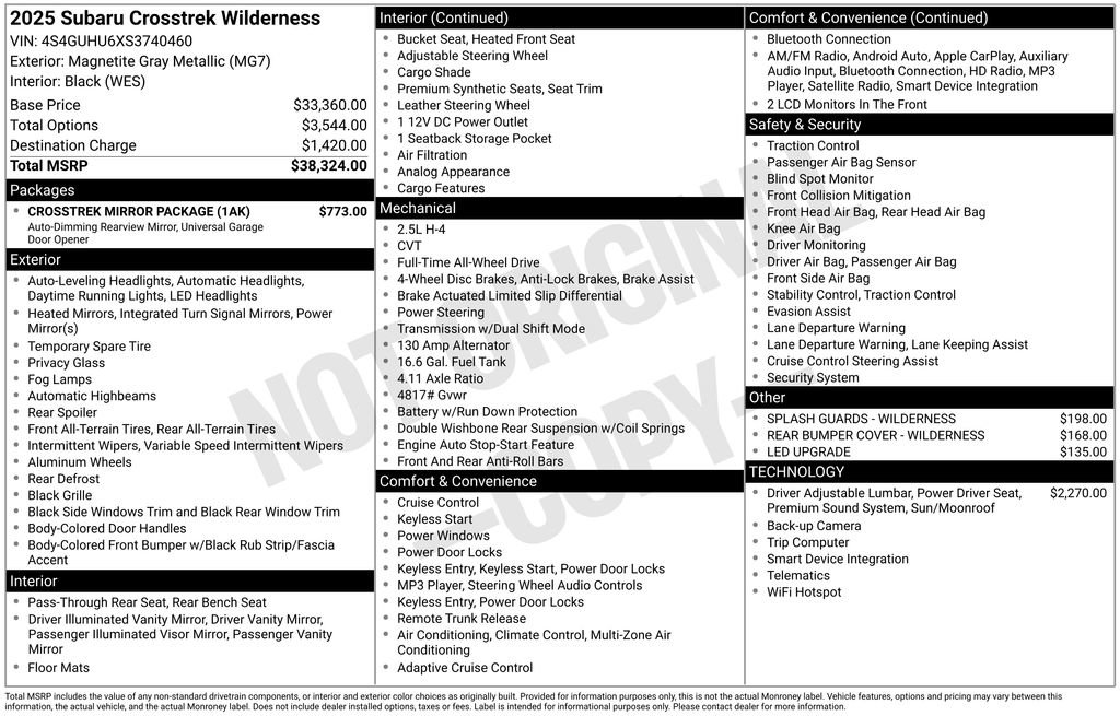 Certified 2025 Subaru Crosstrek 2.5i Wilderness w/ Crosstrek Mirror Package image 23