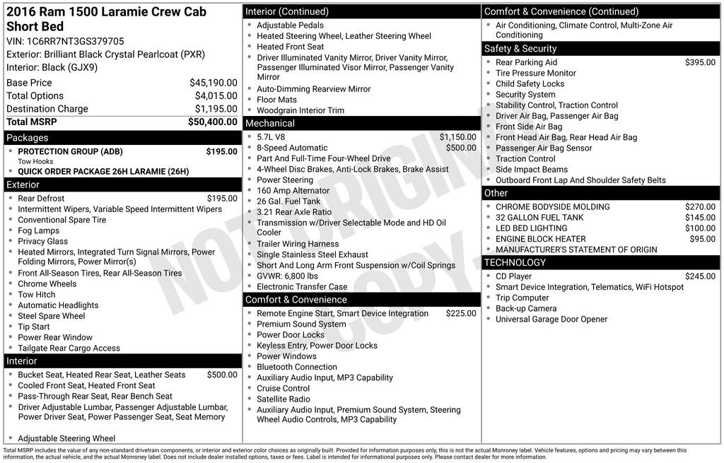 Used 2016 RAM 1500 Laramie w/ Protection Group AWD/4WD image 15