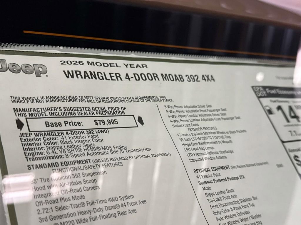 New 2026 Jeep Wrangler Unlimited Rubicon 392 w/ Dual Top Group image 10