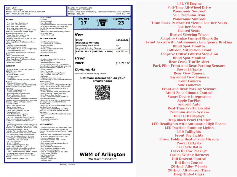 Used 2018 Volkswagen Atlas SEL Premium image 2