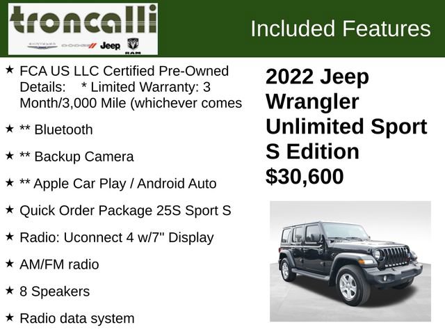 Certified 2022 Jeep Wrangler Unlimited Sport S image 5