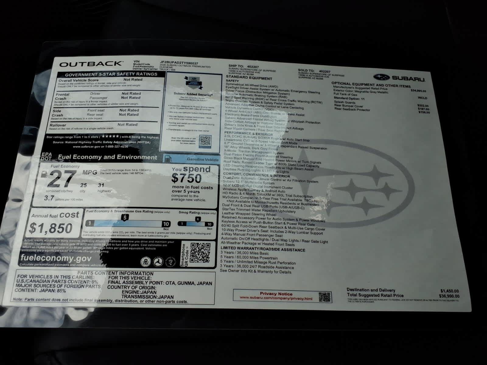 New 2026 Subaru Outback Premium AWD/4WD image 40