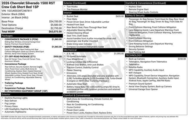 New 2026 Chevrolet Silverado 1500 RST w/ Safety Package AWD/4WD image 35