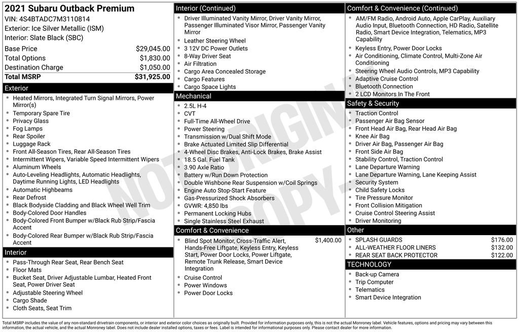 Used 2021 Subaru Outback Premium image 7
